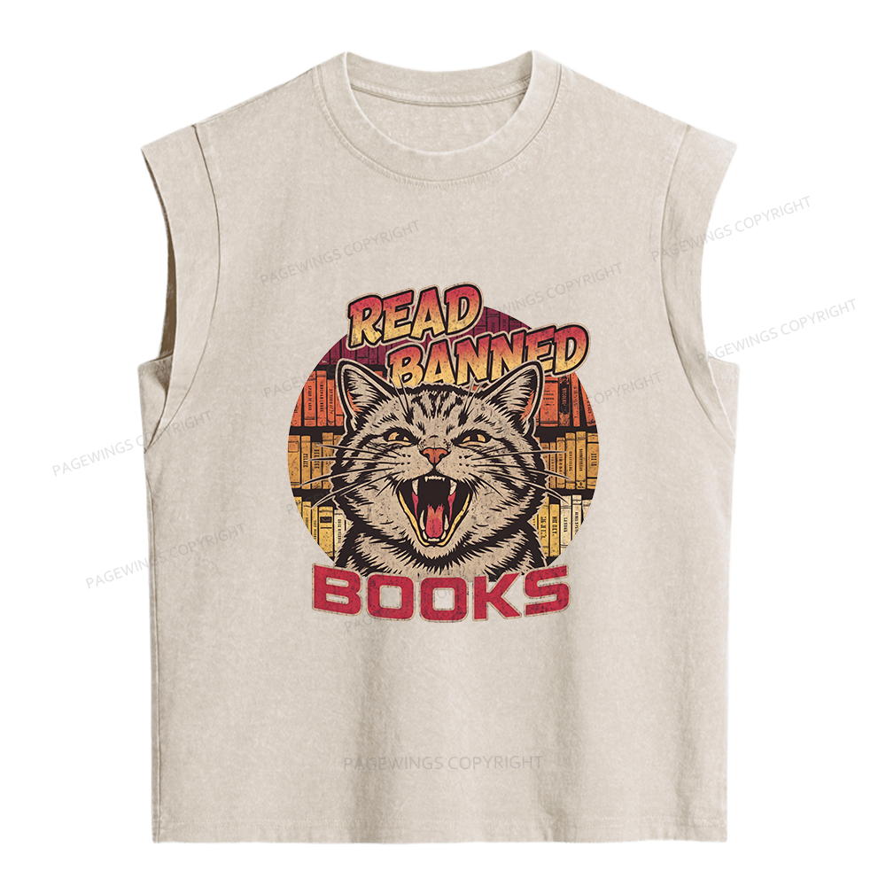 Pagewings Read Banned Books Women's Washed Tank Top