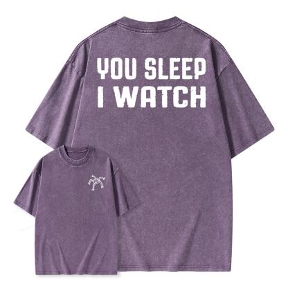 Pagewings You Sleep I Watch Unisex Washed T-shirt