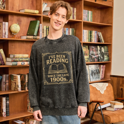 Pagewings I’ve Been Reading Since The Late 1900s Unisex Washed Sweatshirt