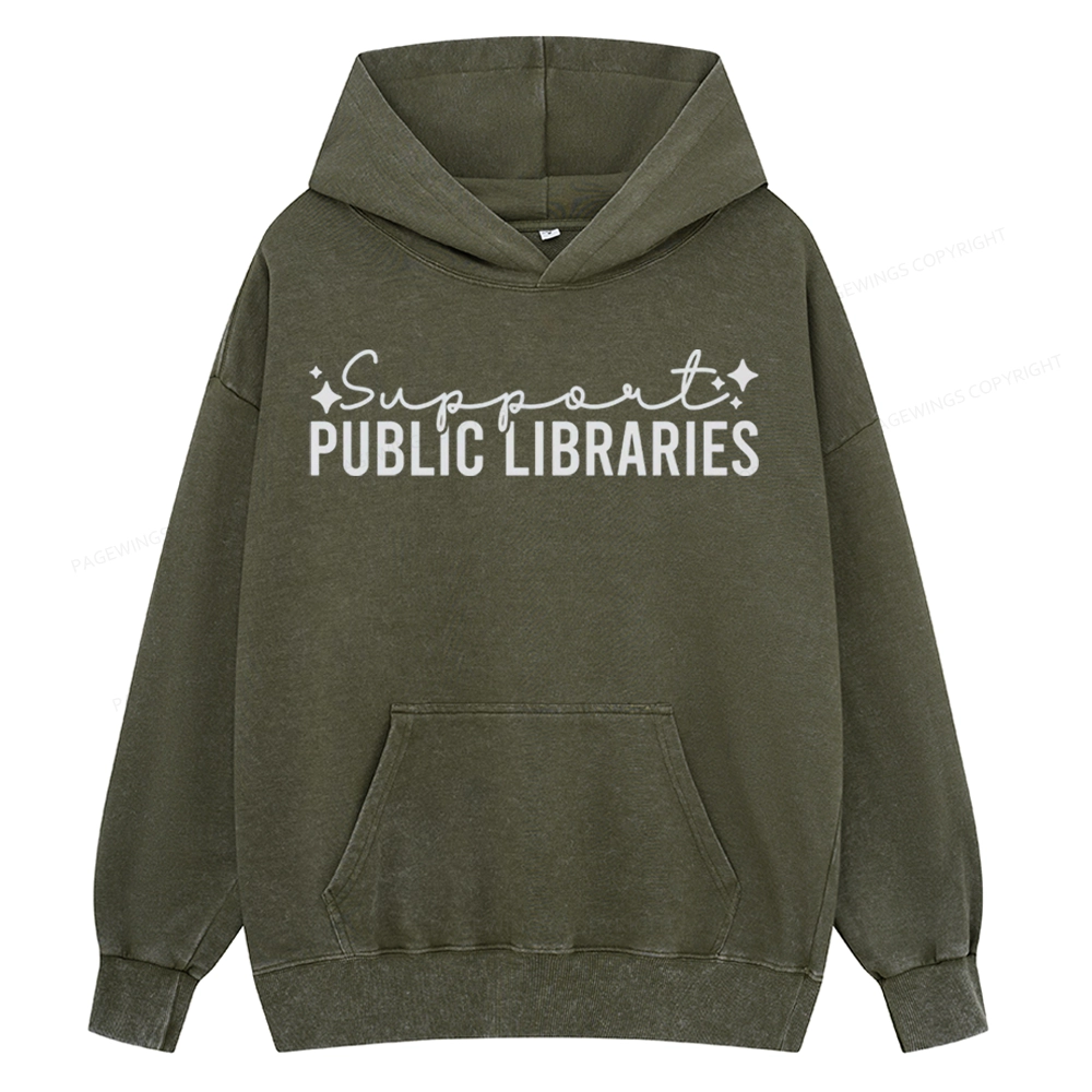 Pagewings Public Libraries Unisex Washed Hoodie