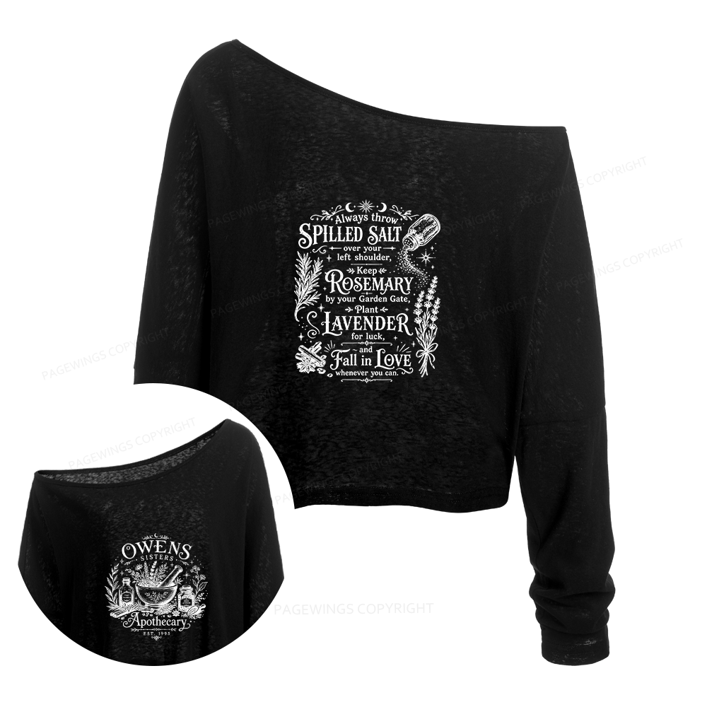 Pagewings Lavender Witchy Slouchy Long Sleeve Off Shoulder T-shirt