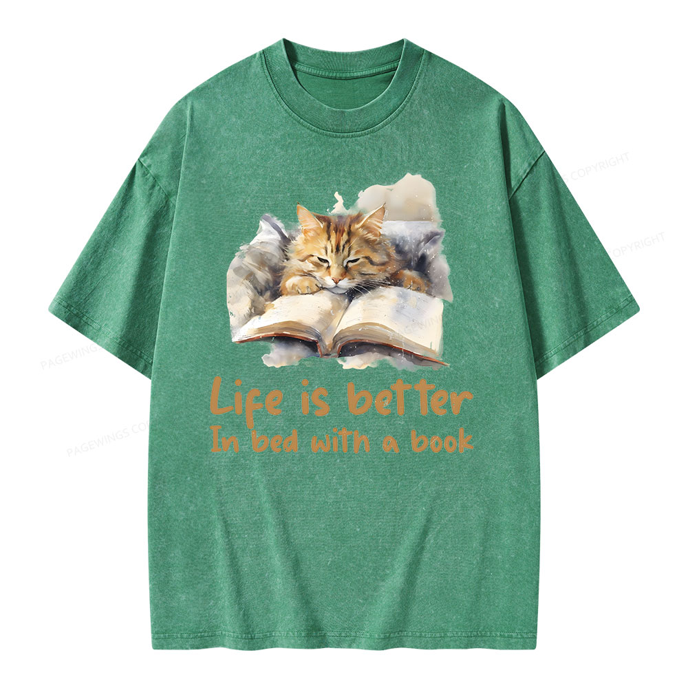 Pagewings Life Is Better In Bed png Unisex Washed T-shirt