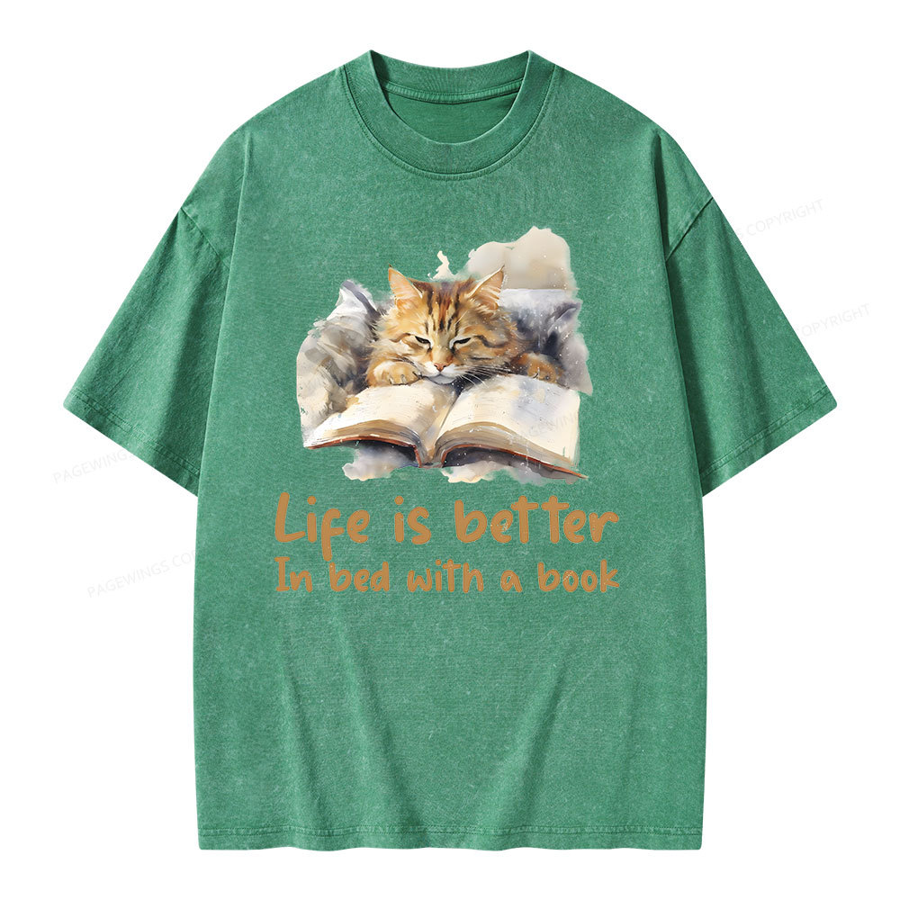 Pagewings Life Is Better In Bed png Unisex Washed T-shirt