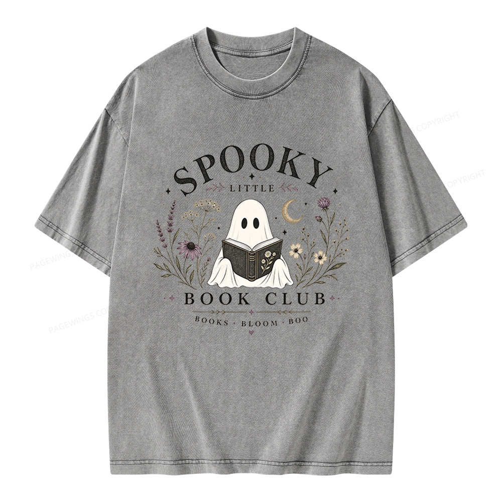 Pagewings Spooky Little Book Club Unisex Washed T-shirt