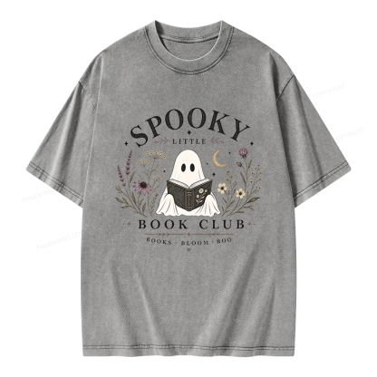 Pagewings Spooky Little Book Club Unisex Washed T-shirt