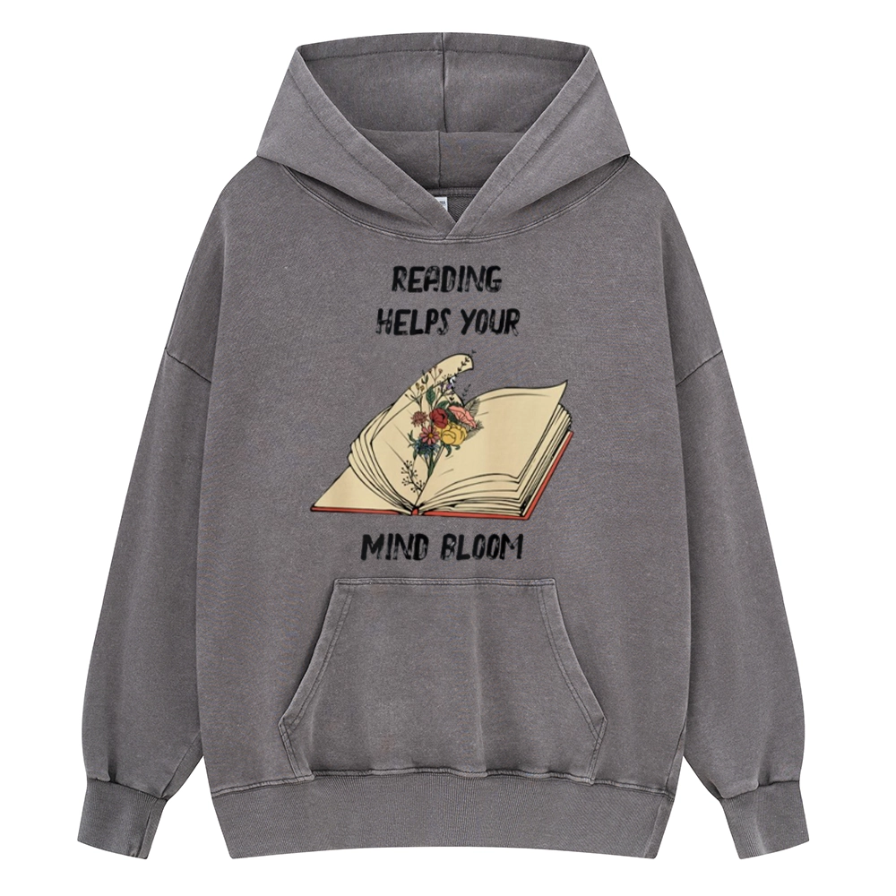 Pagewings Personalised Vintage Reading Book Wild Flowers Unisex Washed Hoodie