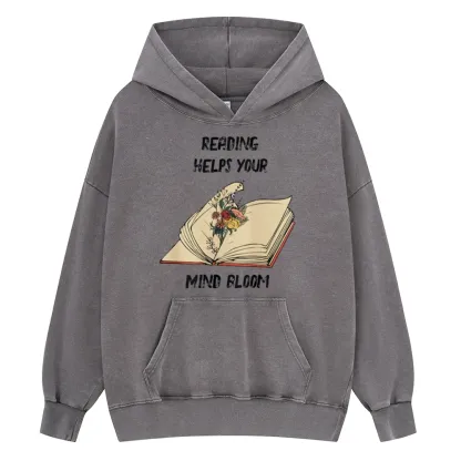 Pagewings Personalised Vintage Reading Book Wild Flowers Unisex Washed Hoodie
