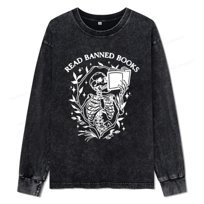 Pagewings Read Banned Books Unisex Washed Long Sleeve T-shirt