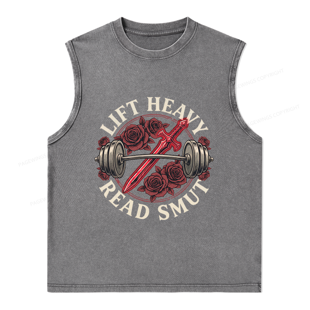 Pagewings Lift Heavy Read Smut Unisex Washed Tank Top