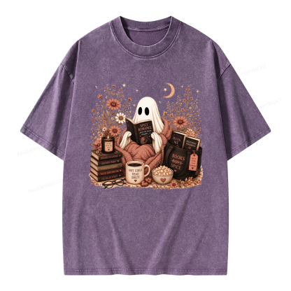 Pagewings Smut Reading Ghost Unisex Washed T-shirt