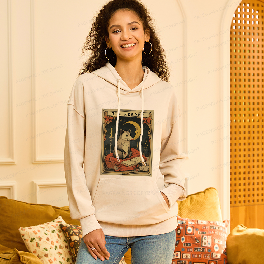 Pagewings The Reader Opossum Tarot Card Unisex Classic Hoodie