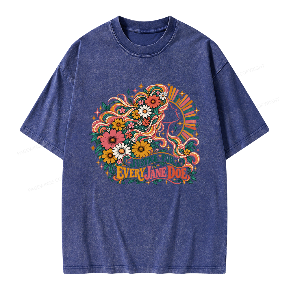 Pagewings Justice for Every Jane Doe Unisex Washed T-shirt