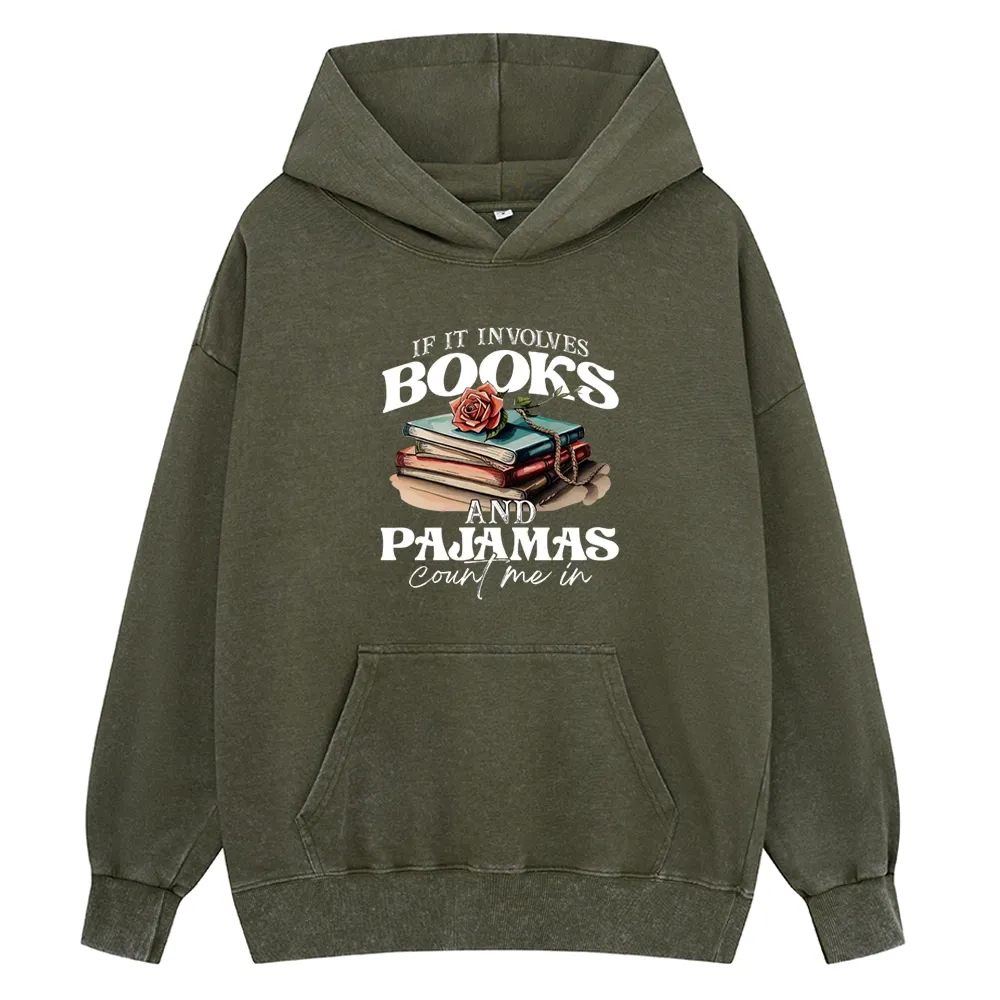Pagewings Books And Pajamas Unisex Washed Hoodie
