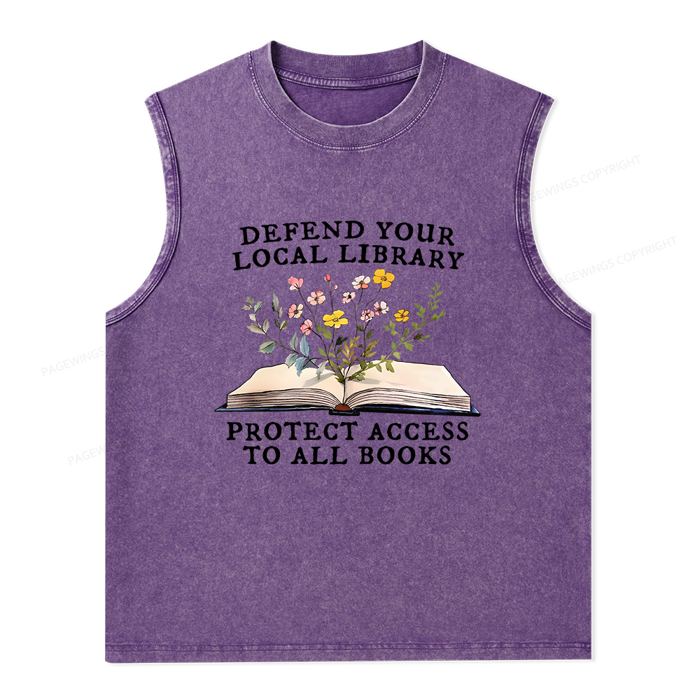 Pagewings Books Save Lives Protect Libraries Unisex Washed Tank Top