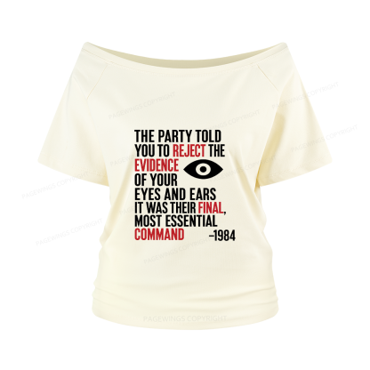 Pagewings Dystopia Quote Women Off Shoulder T-shirts
