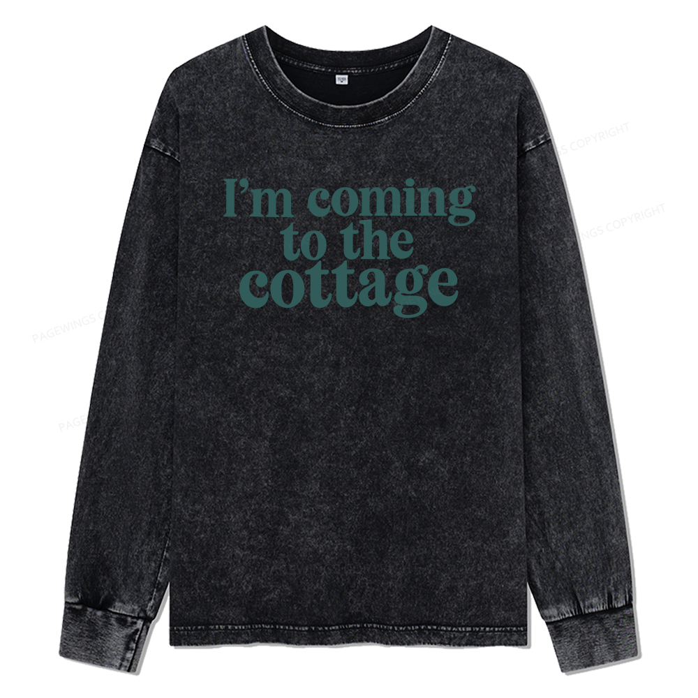Pagewings I'm Coming To The Cottage Unisex Washed Long Sleeve T-shirt