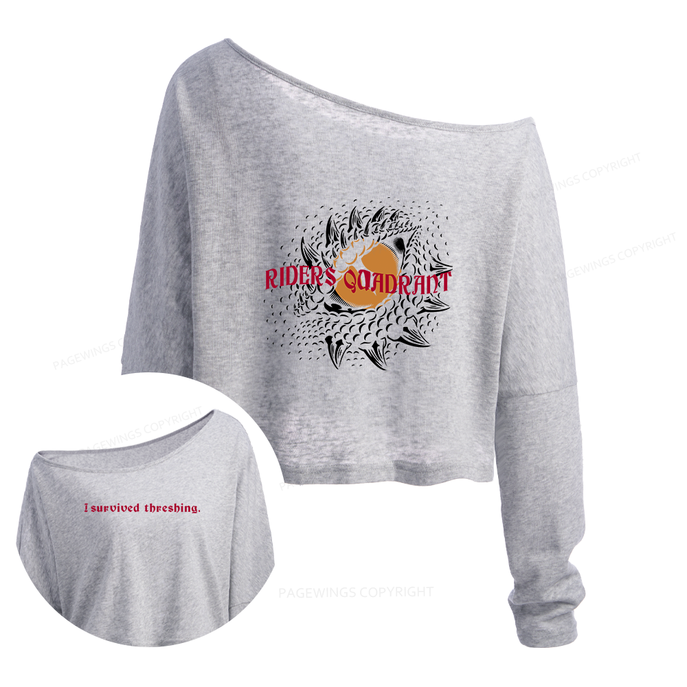 Pagewings Dragon Riders Slouchy Long Sleeve Off Shoulder T-shirt