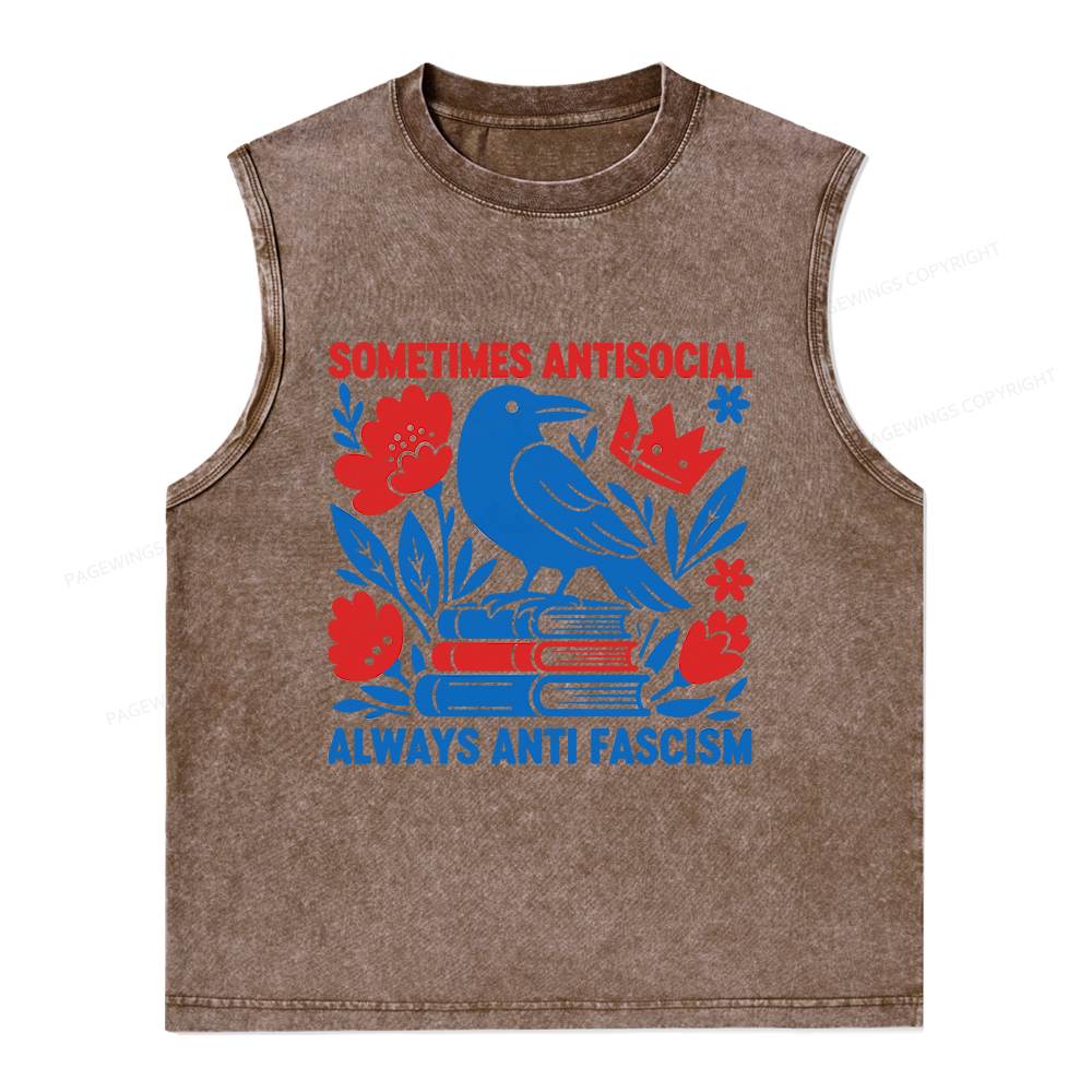 Pagewings Anti Fascism Unisex Washed Tank Top