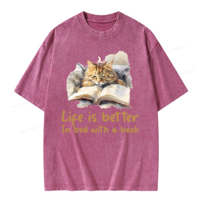 Pagewings Life Is Better In Bed png Unisex Washed T-shirt