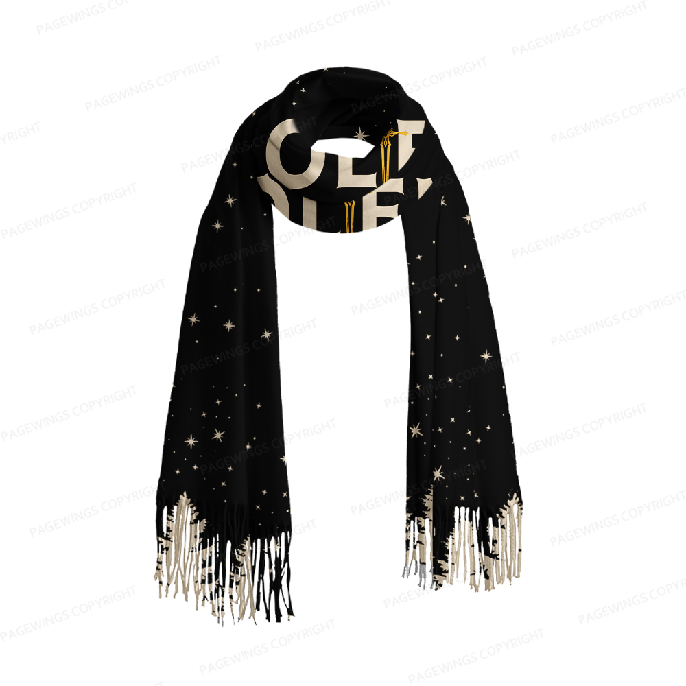 Pagewings Fantasy Book Fan Long Fringe Scarf 