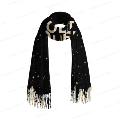 Pagewings Fantasy Book Fan Long Fringe Scarf 