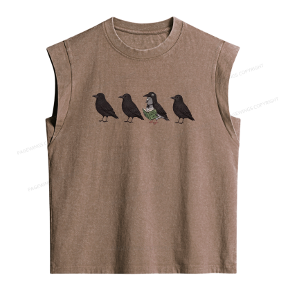 Pagewings Funny Crow Women's Washed Tank Top