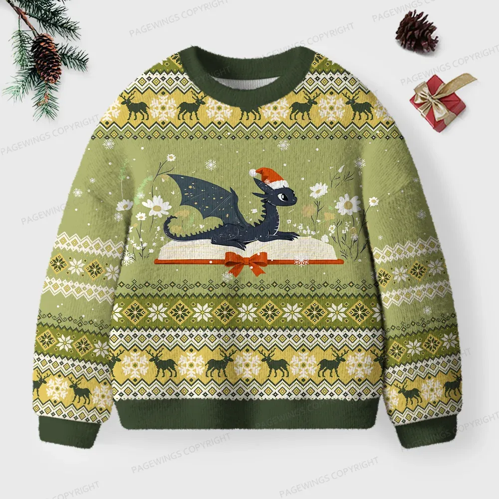 Pagewings Read Books Be Kind Stay Weird Unisex Ugly Knit Sweatshirt