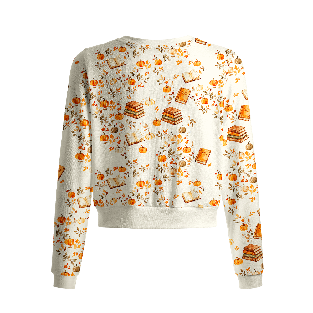 Pagewings Ghosts Love Reading Crew Neck Cardigan Sweaters