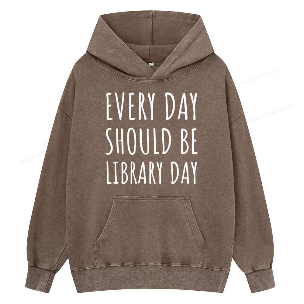 Pagewings Library Day Media Specialist  Unisex Washed Hoodie