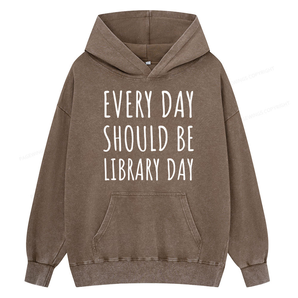 Pagewings Library Day Media Specialist  Unisex Washed Hoodie
