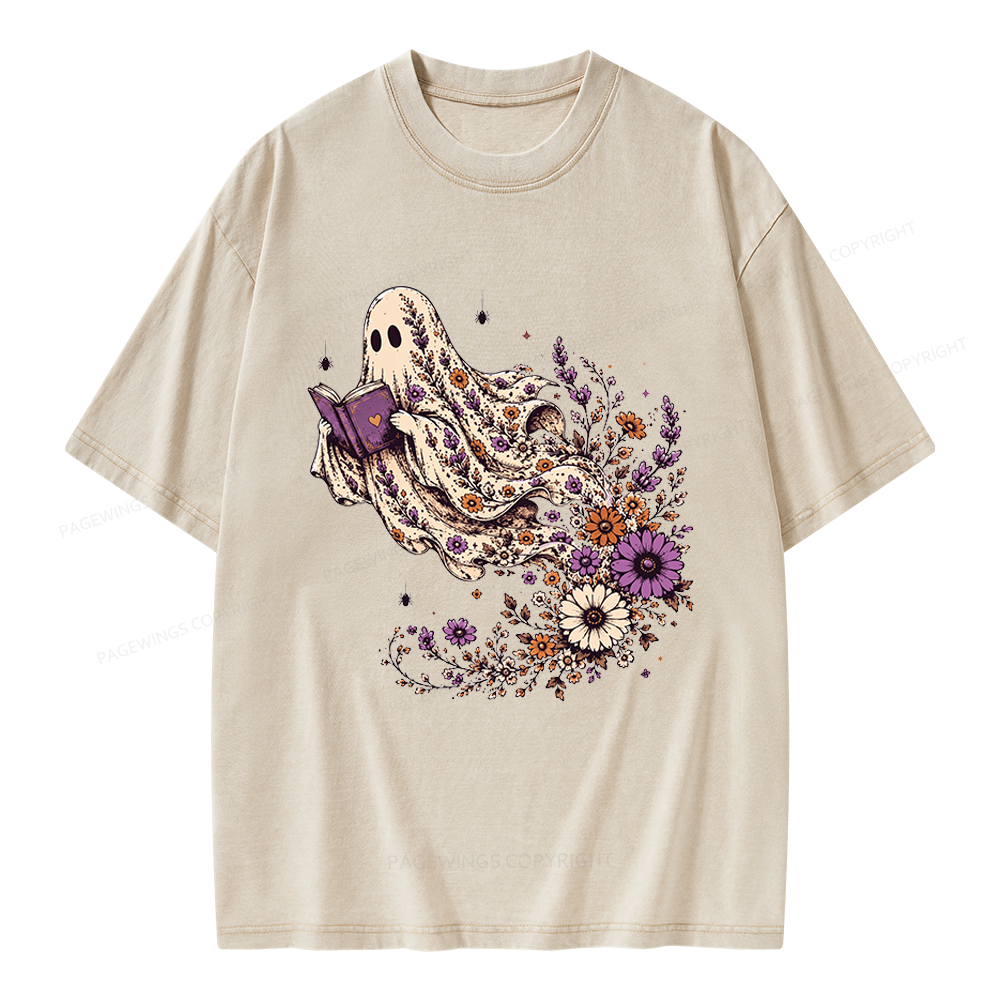 Pagewings Wildflower Ghost Unisex Washed T-shirt