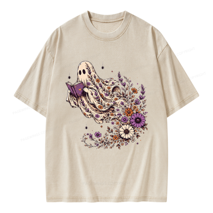 Pagewings Wildflower Ghost Unisex Washed T-shirt