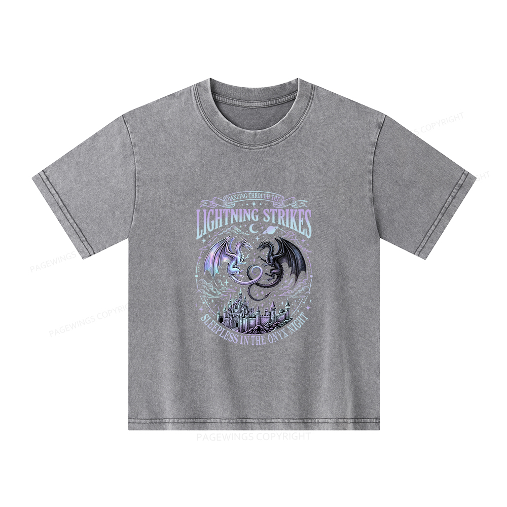 Pagewings Lightning Strikes Unisex Kids Washed T-shirt