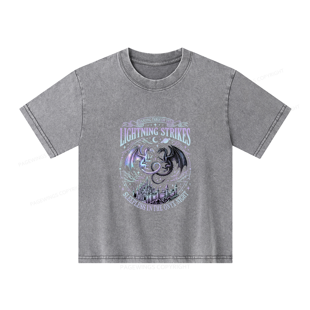 Pagewings Lightning Strikes Unisex Kids Washed T-shirt