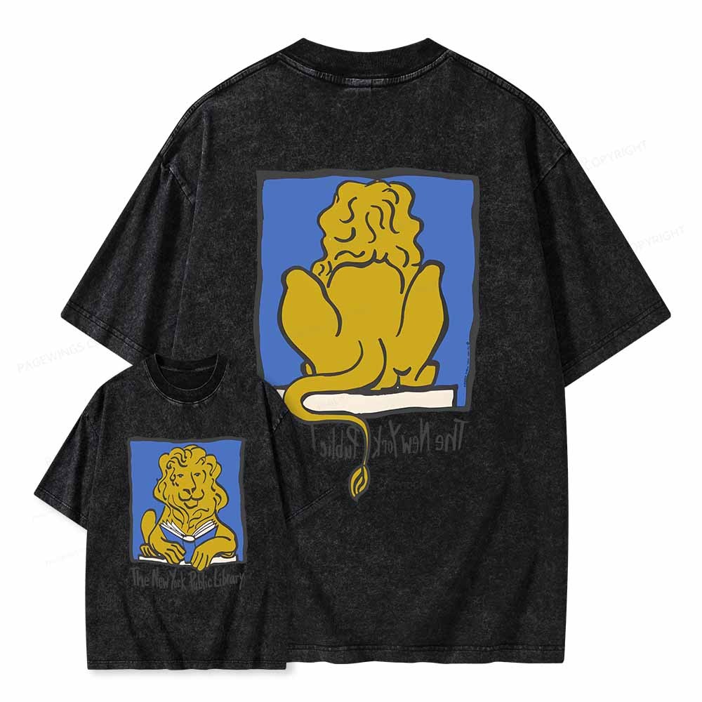 Pagewings Vintage New York Library Tee Unique Find Unisex Bookworm Perfect Gift Unisex Washed T-shirt