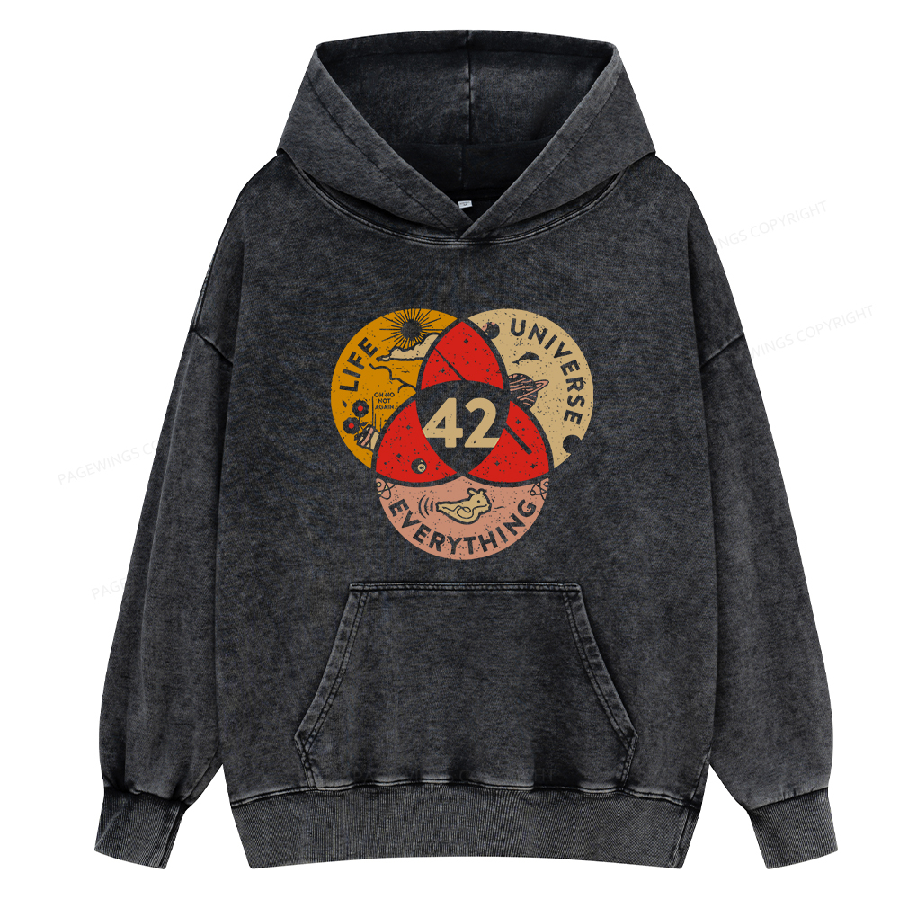 Pagewings 42 The Answer To Life The Universe And Everything Unisex Washed Hoodie
