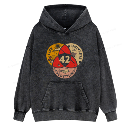 Pagewings 42 The Answer To Life The Universe And Everything Unisex Washed Hoodie