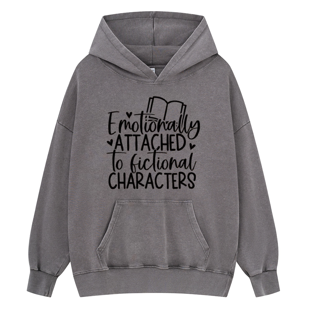 Pagewings Emotionally Attached To Fictional Characters Unisex Washed Hoodie