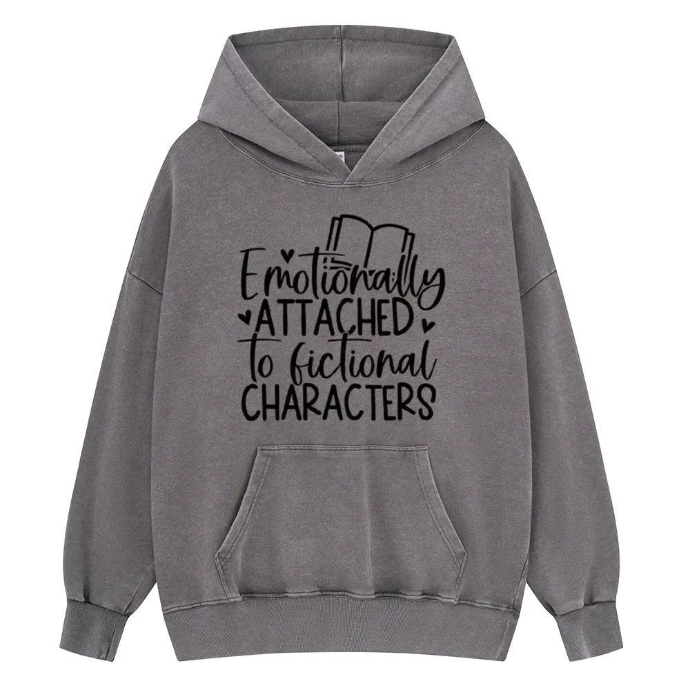 Pagewings Emotionally Attached To Fictional Characters Unisex Washed Hoodie
