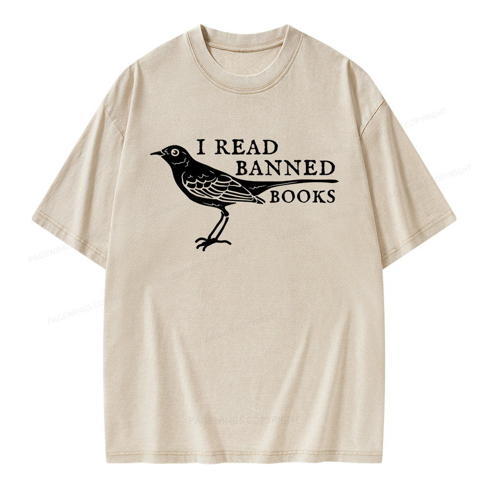 Pagewings Read Banned Books Unisex Washed T-shirt