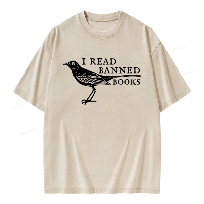 Pagewings Read Banned Books Unisex Washed T-shirt