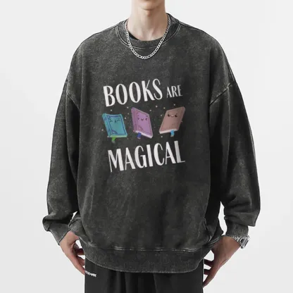 Pagewings Books Magical  Unisex Washed Sweatshirt