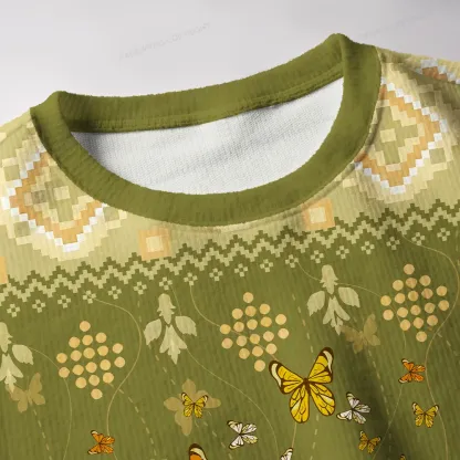 Pagewings Sunflower And Butterflies Unisex Ugly Knit Sweatshirt