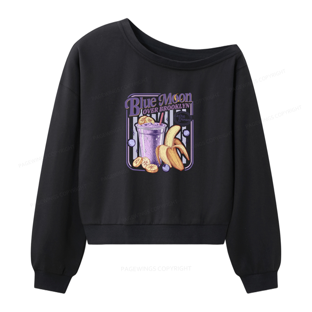 Pagewings Blue Moon Over Brooklyn Women Off Shoulder Sweatshirt
