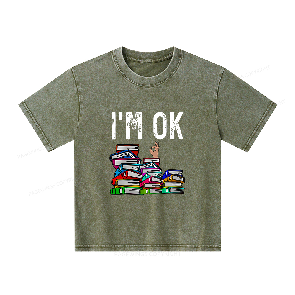 Pagewings Librarian Book Reader Funny Book Lover T Shirts Unisex Kids Washed T-shirt