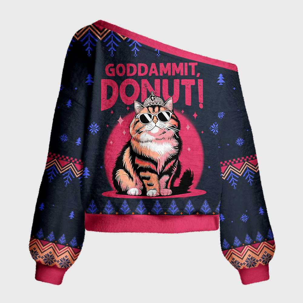 Pagewings Sci Fi Bookish Off Shoulder Ugly Knit Sweater
