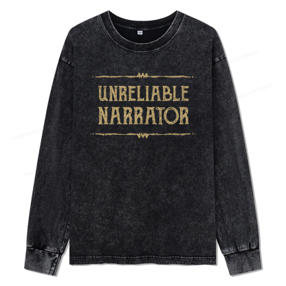 Pagewings Unreliable Narrator Unisex Washed Long Sleeve T-shirt