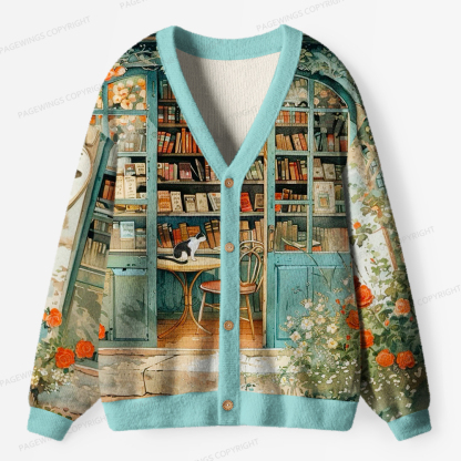 Pagewings Cats Loves Reading Unisex Cardigan Sweaters