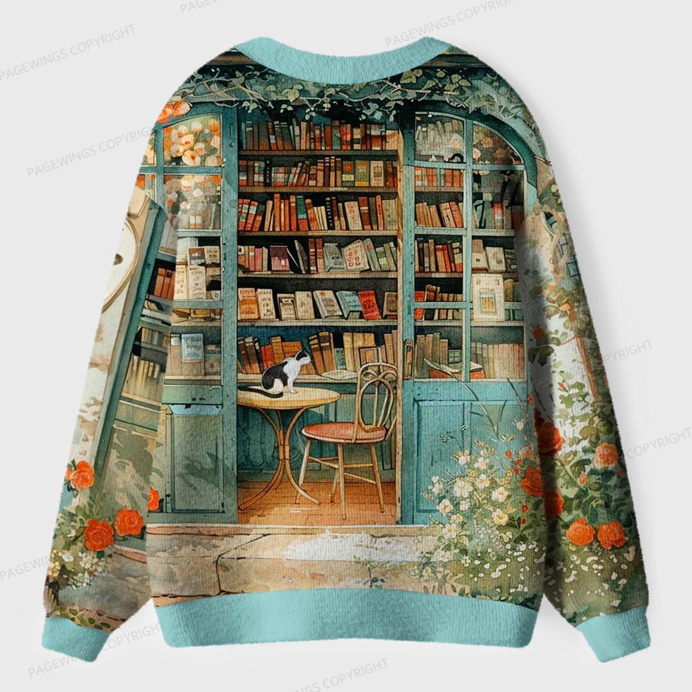 Pagewings Cats Loves Reading Unisex Cardigan Sweaters