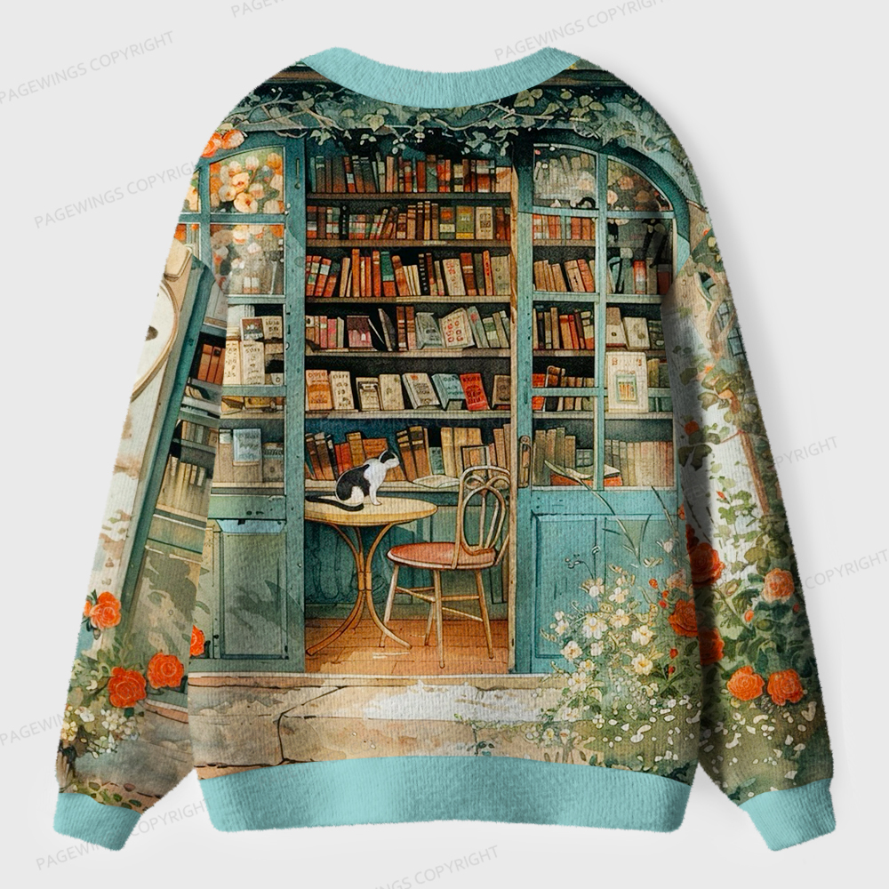 Pagewings Cats Loves Reading Unisex Cardigan Sweaters